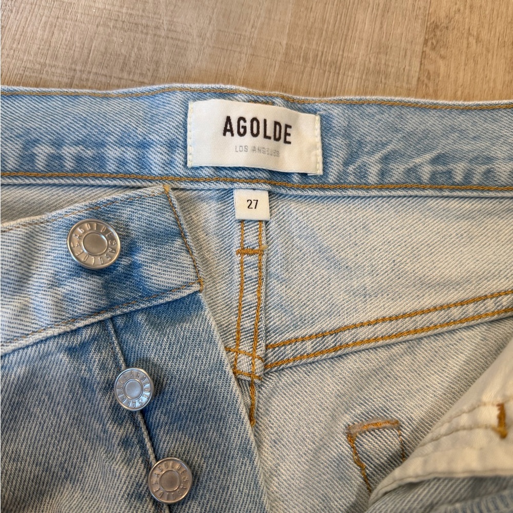 Agolde Parker Long High-Rise Denim Shorts in color Twister Size 27 - Picture 3 of 7